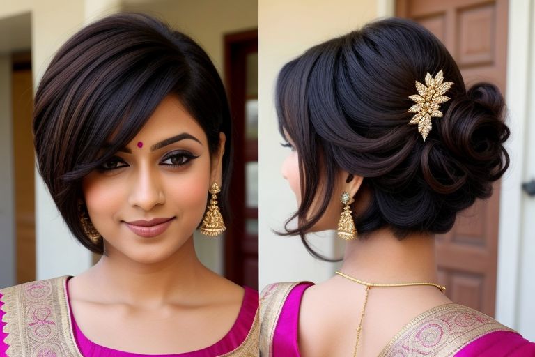 Saree Hairstyles for Short Hair