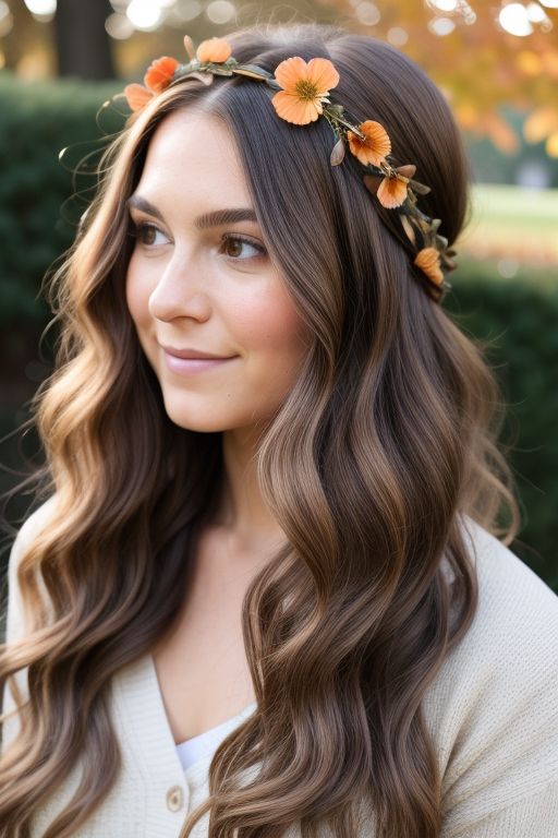 Loose Waves with a Floral Headband