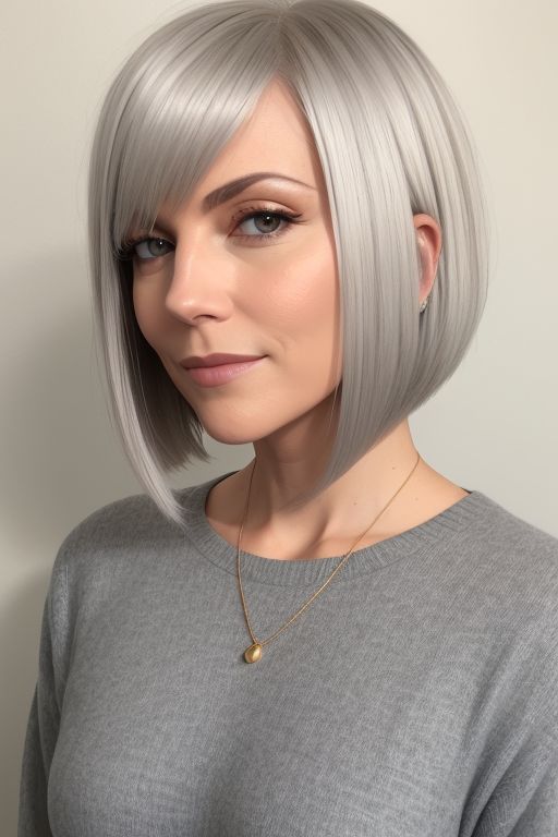 Sleek and Straight Grey Bob