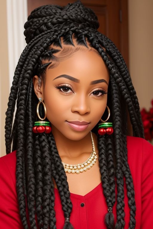 Elegant Box Braids with Festive Beads