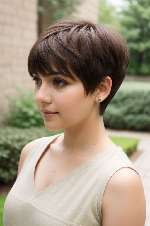 Pixie Cut with Side Bangs for Round Faces