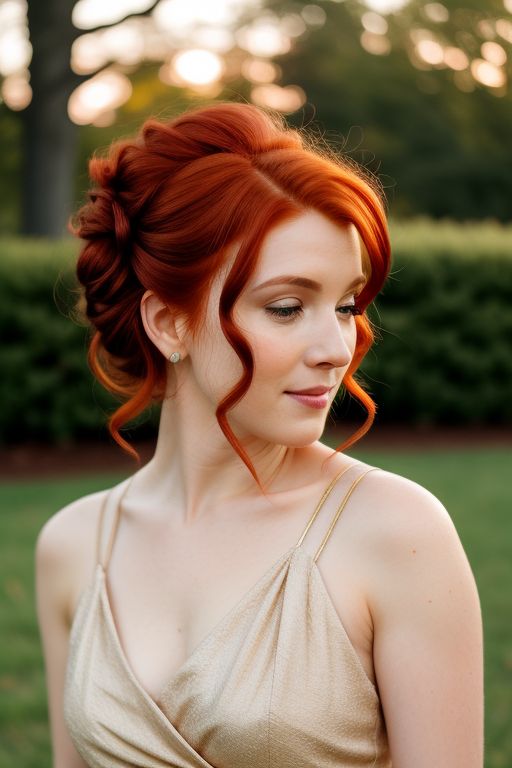 Romantic Updo with Reddish Hair