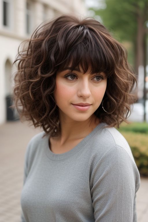 Curly Shag with Bangs