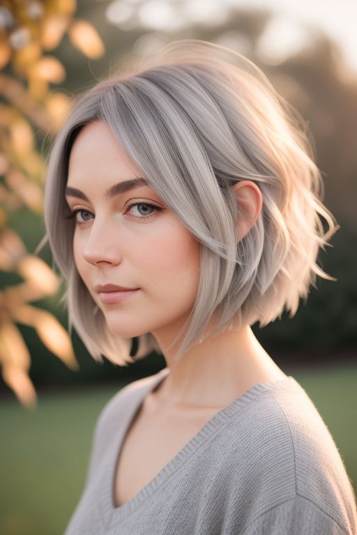 Soft Grey Bob with Wispy Layers