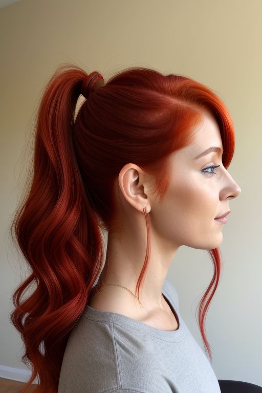 Red Hair Woman Hairstyles: Sleek Ponytail