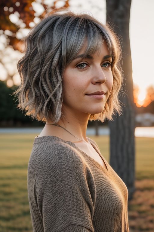 Modern Shaggy Grey Bob