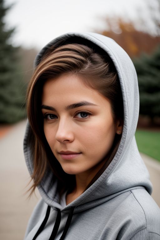 Side Swept Hair with Hoodie