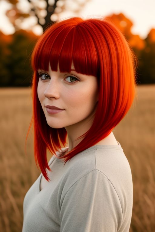 Fiery Red Bob with Bangs