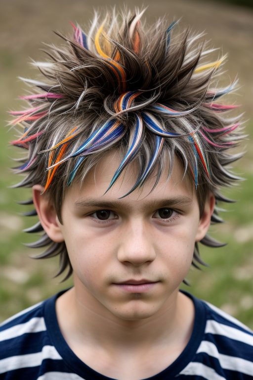 Crazy Hair with Colorful Stripes