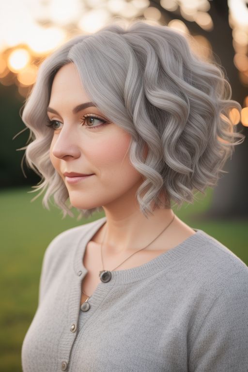 Curled Grey Bob