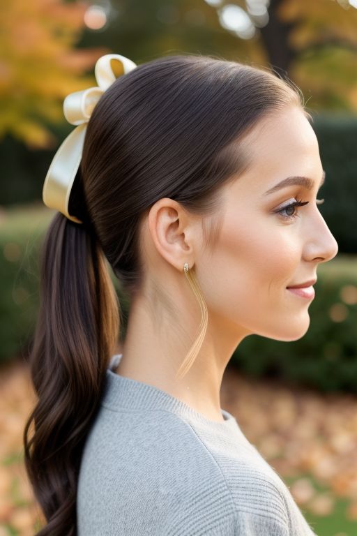 Sleek Ponytail with a Ribbon