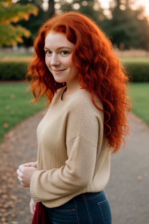 Natural Red Hair Woman with Loose Curls