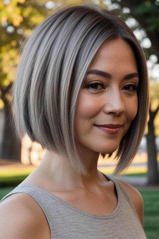 Chin-Length Grey Bob